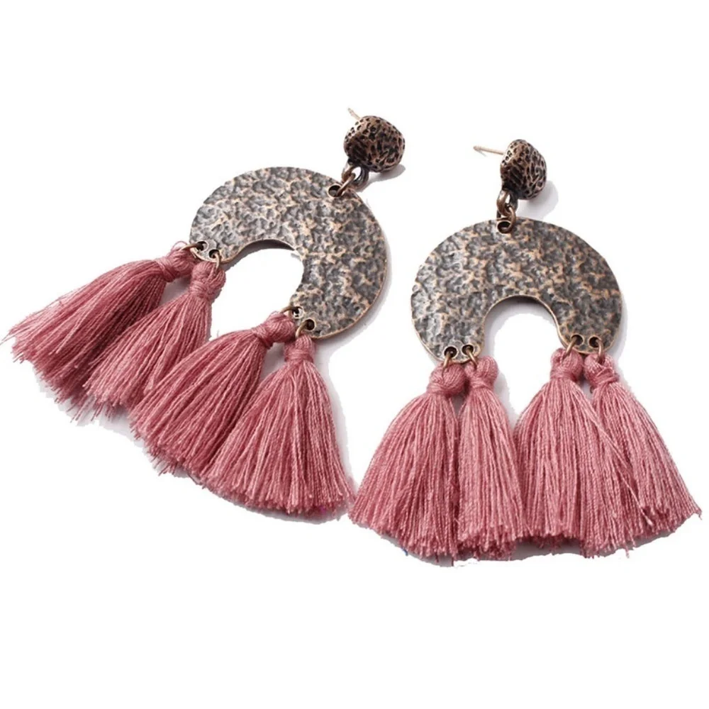 *ORCHID* Pink Tassel Style Fashion Dangle Earrings